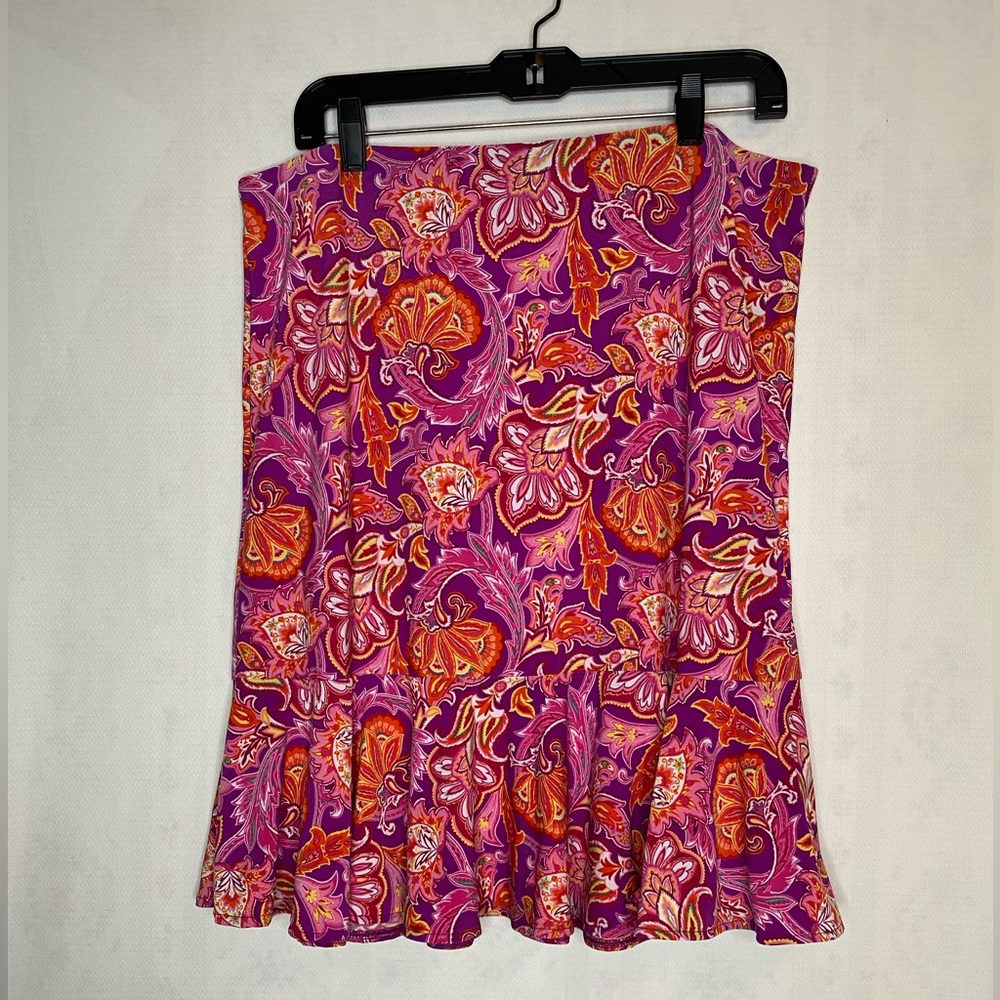 Chaps floral skirt size L